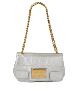 Chain Shoulder Bag, Leather, Silver, MII, DB, 1*